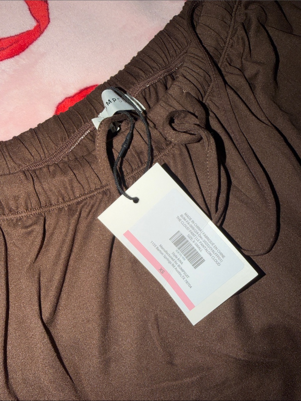 BUMPSUIT: Brown Long Sleeve Crop Top & Wide Leg Pant Lounge Set - Picture 5 of 7
